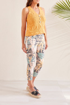 Tribal  Spring/Summer 2024-4936O-2021-Printed Capri-Apricot Tan - The Coach Pyramids