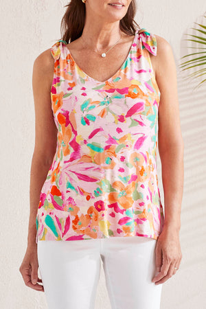 Tribal  Spring/Summer 2024-4947O/2765-Top W/Shoulder Tie-Raspberry - The Coach Pyramids