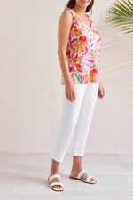 Tribal  Spring/Summer 2024-4947O/2765-Top W/Shoulder Tie-Raspberry - The Coach Pyramids