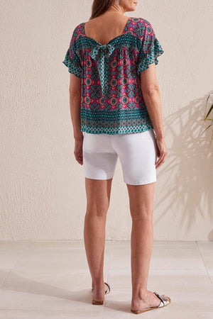 Tribal  Spring/Summer 2024-4973O/3695-Ruffle Sleeve Blouse-Atlantic - The Coach Pyramids