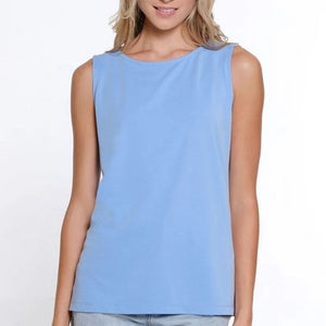 Multiples-Spring/Summer 2025-M15102TM-Scoop NK Solid Knit Tank Top-Corn Flower - The Coach Pyramids