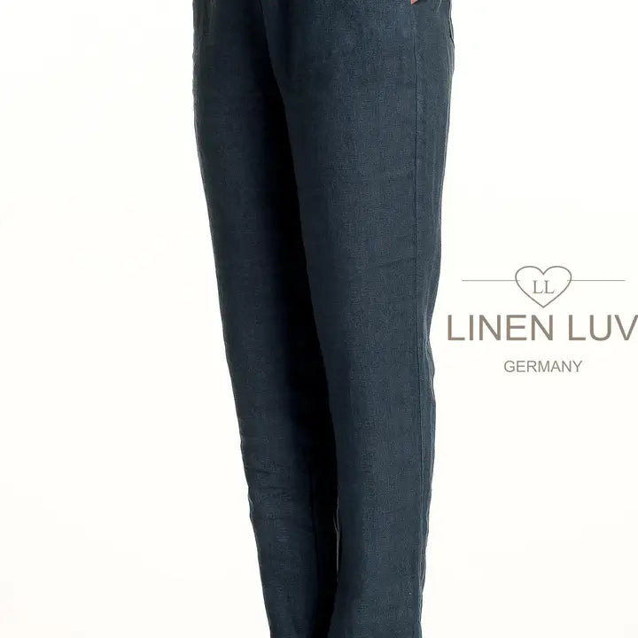 Linen Luv-PT709-158-French Linen Pant-Dark Slate - The Coach Pyramids