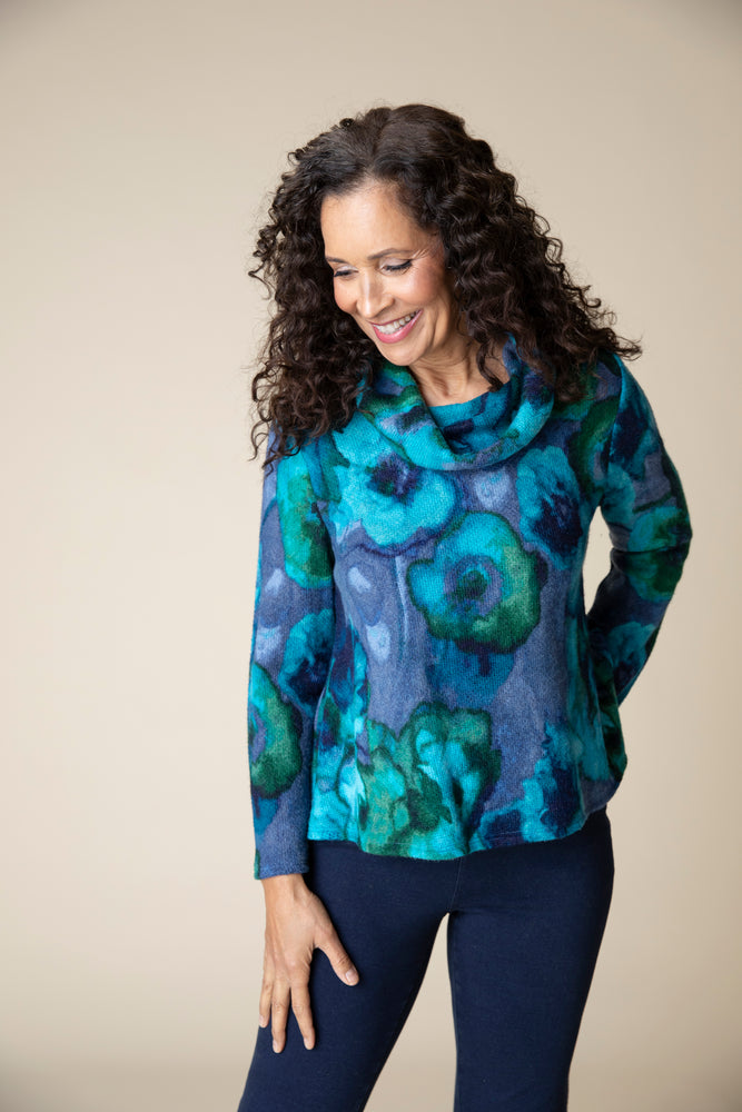 Habitat Fall 2024-H50539-Easy Cowl Floral-Cobalt