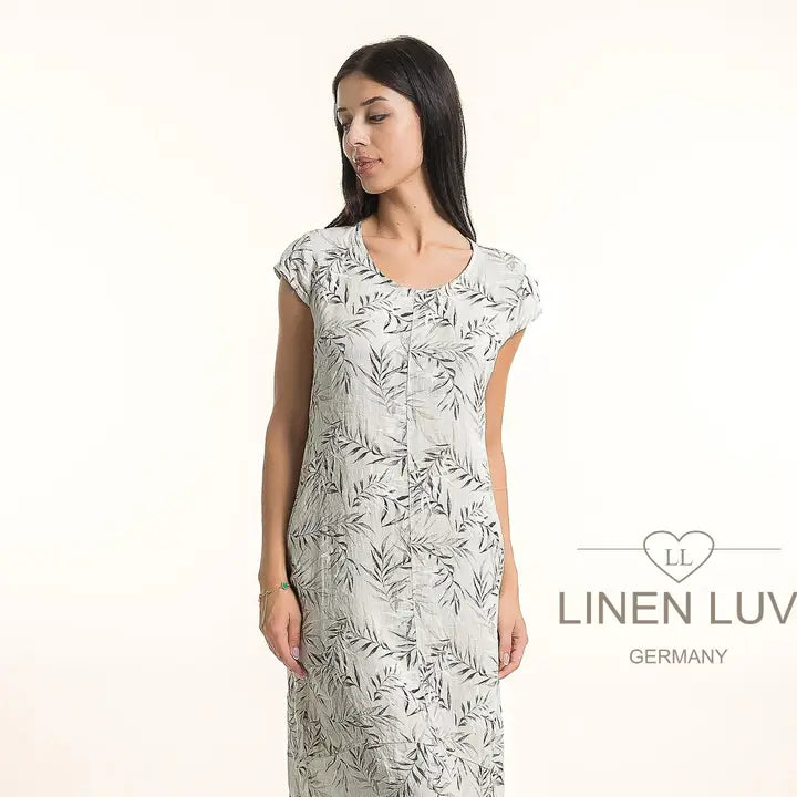 Linen Luv-TP1731P-9-French Linen  Dress Print-Beige - The Coach Pyramids