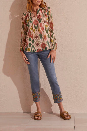 Tribal  Spring/Summer 2024-5310O-4868-Swiss Dot Blouse-Vine - The Coach Pyramids