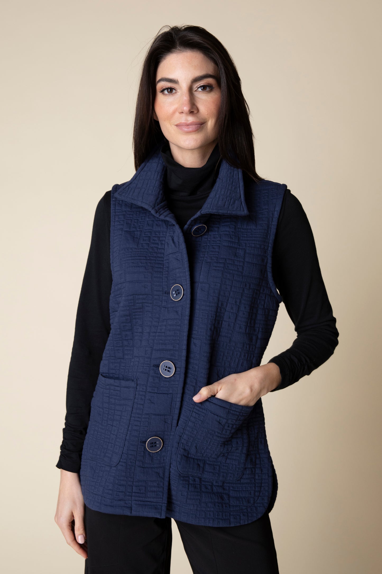 Habitat Fall 2024-H53314-Pocket Vest-Navy - The Coach Pyramids