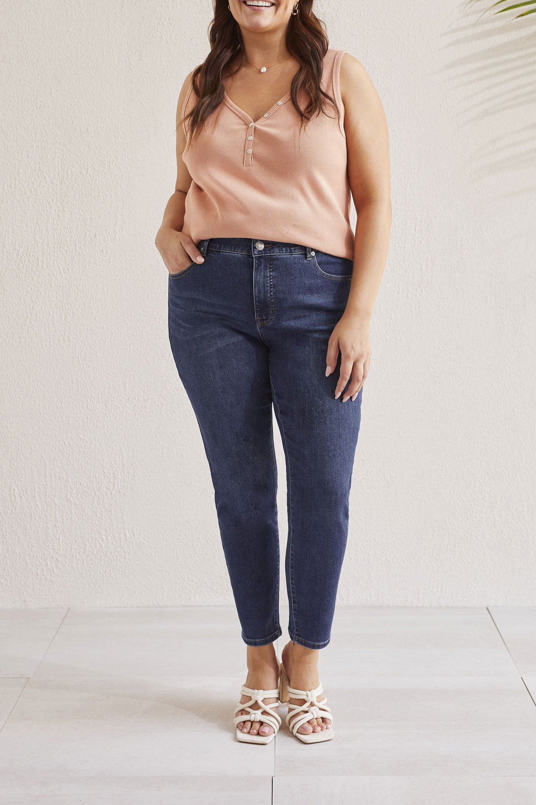 Tribal  Spring/Summer 2024-5355V-5050-Curvy Ankle Skinny Jeans-Deep Ocean - The Coach Pyramids