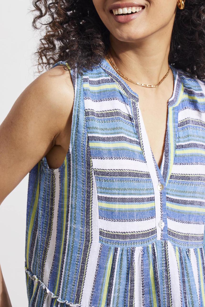 Tribal  Spring/Summer 2024-5386O/4400-Sleeveless Tiered Dress-Blue Sea - The Coach Pyramids