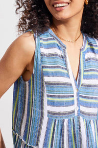 Tribal  Spring/Summer 2024-5386O/4400-Sleeveless Tiered Dress-Blue Sea - The Coach Pyramids