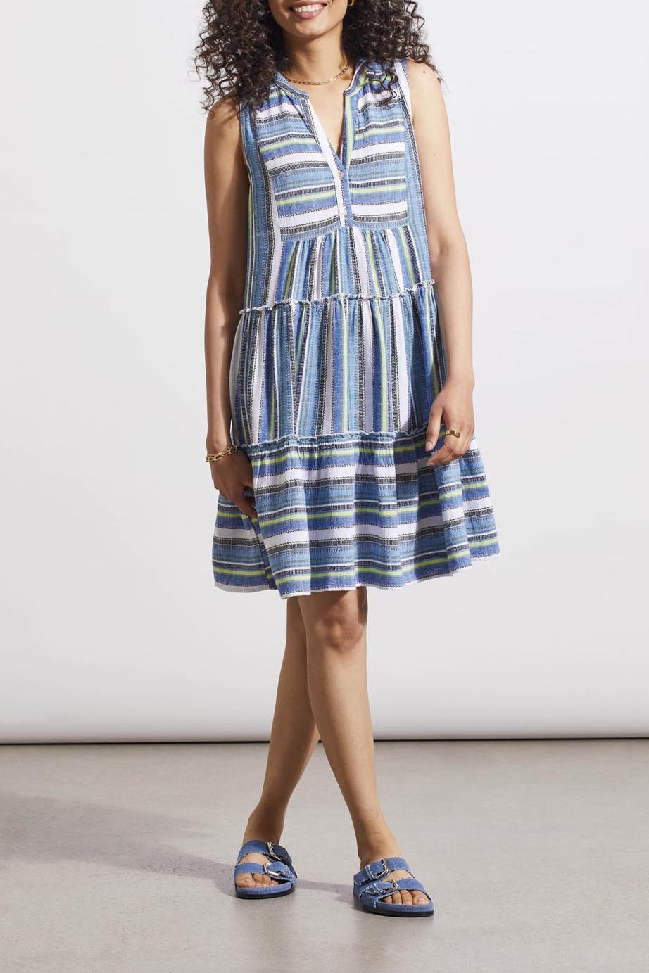 Tribal  Spring/Summer 2024-5386O/4400-Sleeveless Tiered Dress-Blue Sea - The Coach Pyramids