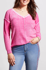 Tribal  Spring/Summer 2024-5394O-4739-V Neck Sweater-HI Pink - The Coach Pyramids