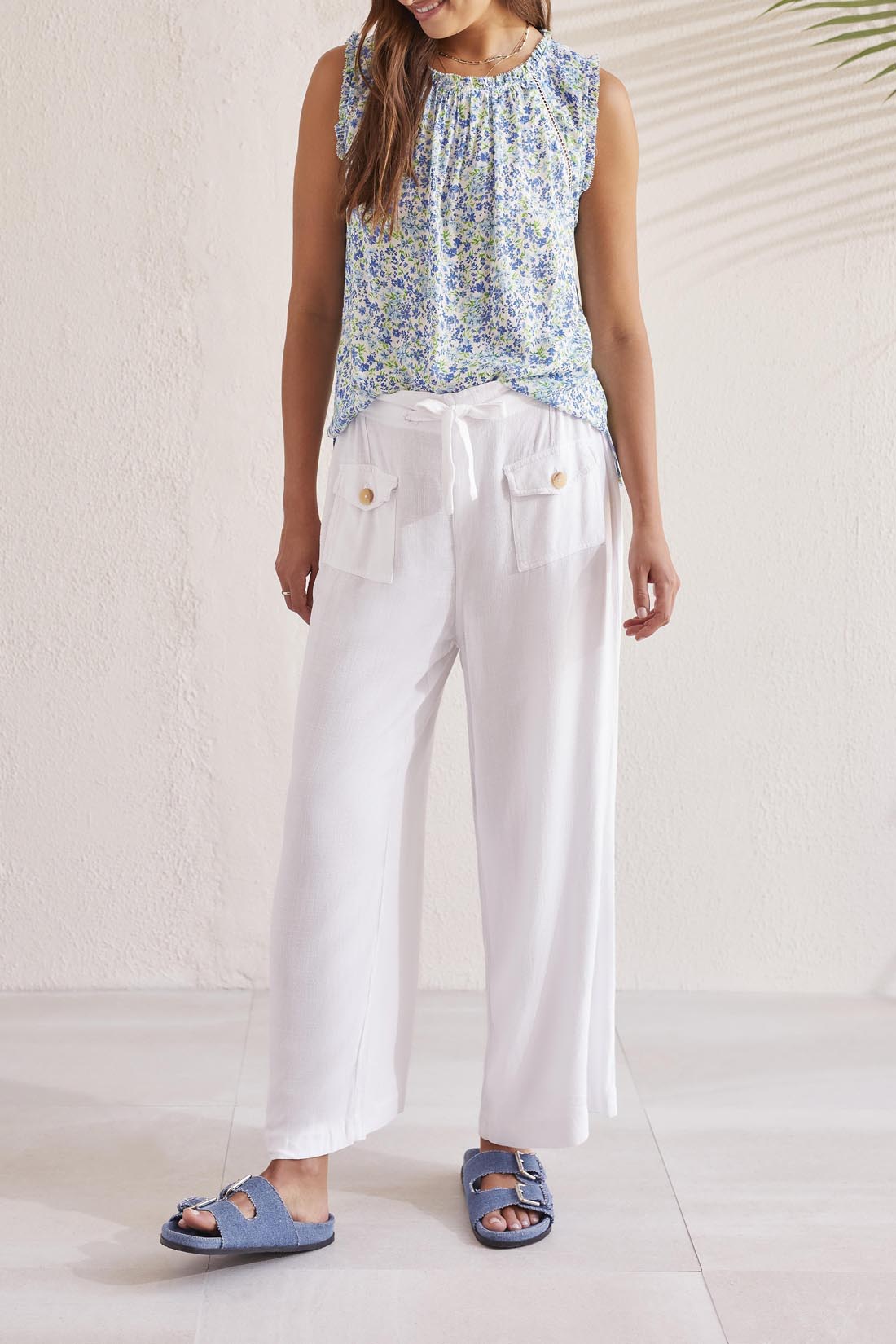Tribal  Spring/Summer 2024-5399O/4943-Sleeveless Blouse-Azure Blue - The Coach Pyramids