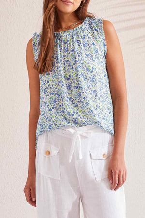 Tribal  Spring/Summer 2024-5399O/4943-Sleeveless Blouse-Azure Blue - The Coach Pyramids