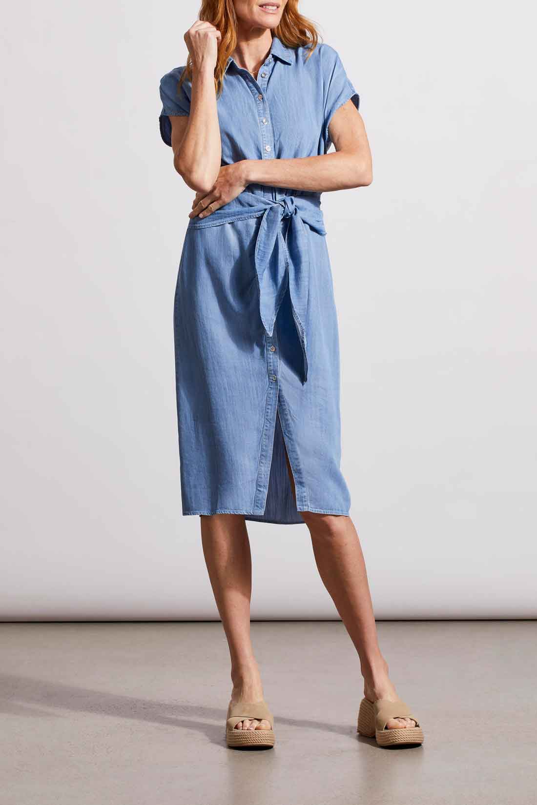 Tribal  Spring/Summer 2024-5417O/4954-Shirt Dress W/Wrap-Tide Blue - The Coach Pyramids