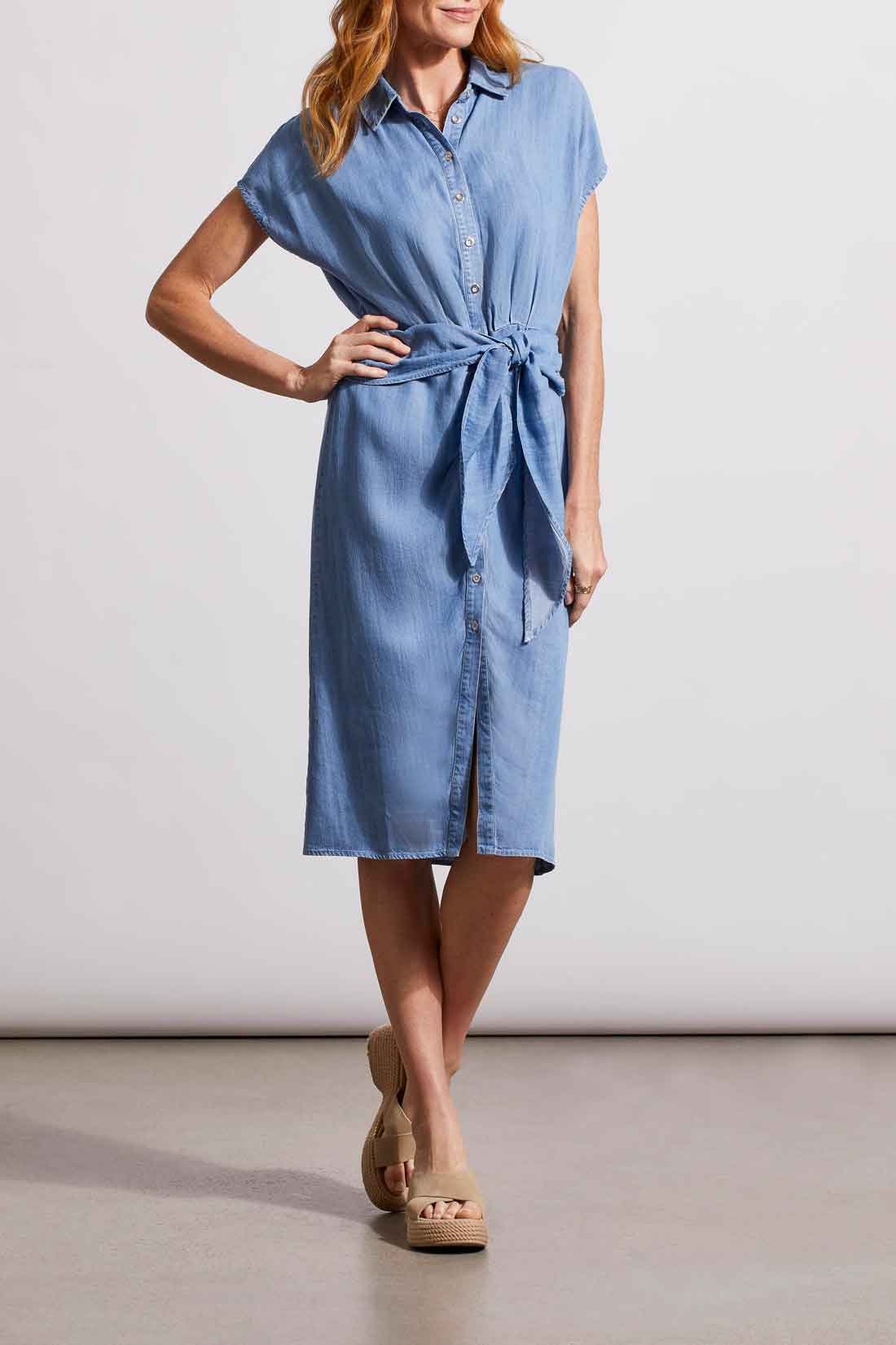 Tribal  Spring/Summer 2024-5417O/4954-Shirt Dress W/Wrap-Tide Blue - The Coach Pyramids