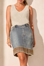 Tribal Spring/Summer 2025-5428O-292-Pull On Embroidered Skort W/Pockets-Vintage Stone