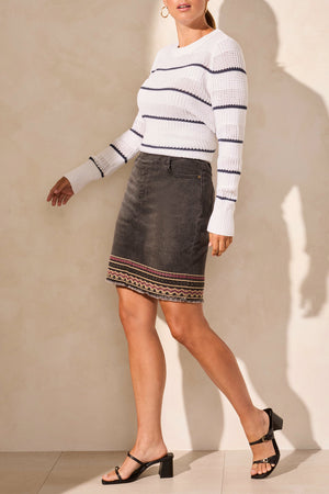 Tribal Spring/Summer 2025-5428O-292-Pull On Embroidered Skort W/Pockets-Smoked Grey