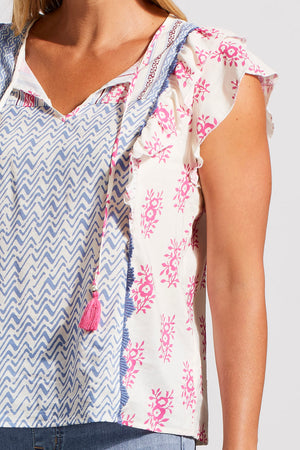 Tribal  Spring/Summer 2024 5430O/3647-Print Blouse-Hi Pink - The Coach Pyramids