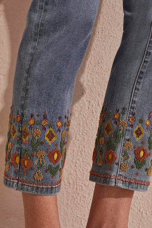 Tribal  Spring/Summer 2024-5462O-2020-Jeans W/Hem Embroidery-DK Vintage - The Coach Pyramids