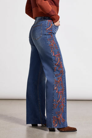 Tribal Fall 2024-5481O/2652-Jeans W/Side Embroidery-Blue Wash