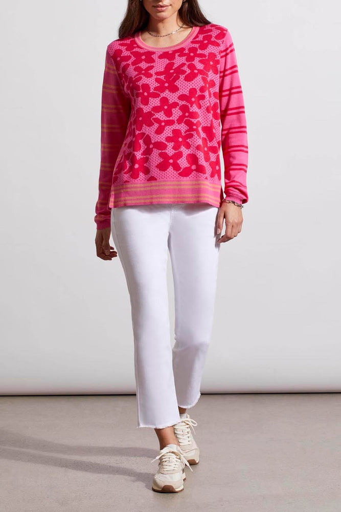 Tribal  Spring/Summer 2024 5482O/6018-Crew Neck Sweater-Pink Multi - The Coach Pyramids