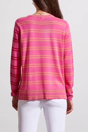 Tribal  Spring/Summer 2024 5482O/6018-Crew Neck Sweater-Pink Multi - The Coach Pyramids