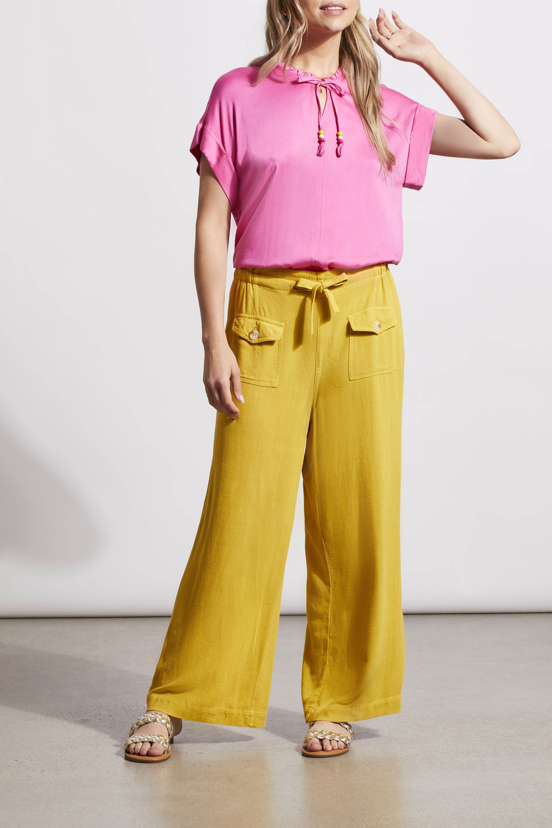 Tribal  Spring/Summer 2024 5483O/1229-Blouse W/Beads-HI Pink - The Coach Pyramids