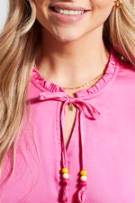 Tribal  Spring/Summer 2024 5483O/1229-Blouse W/Beads-HI Pink - The Coach Pyramids