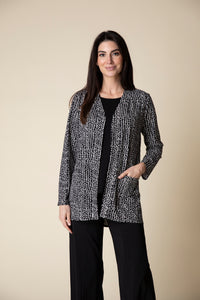 Habitat Fall 2024-H55035-Long Shirred Back Open Front Jacket-Black - The Coach Pyramids