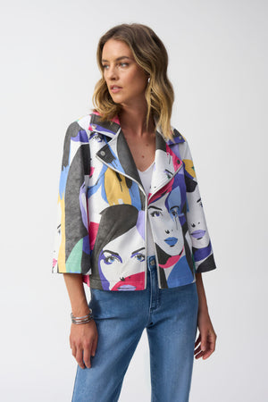 Joseph Ribkoff Fall 2025-251909-2539-Jacket-Vanilla/Multi - The Coach Pyramids