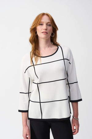 Joseph Ribkoff Fall 2025-251918-1846-Tunic-Vanilla/Black - The Coach Pyramids