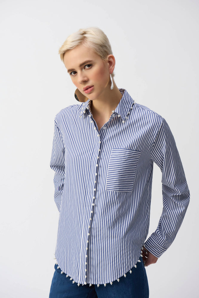 Joseph Ribkoff Fall 2025-251942-2230-Blouse-Midnight Blue/White - The Coach Pyramids