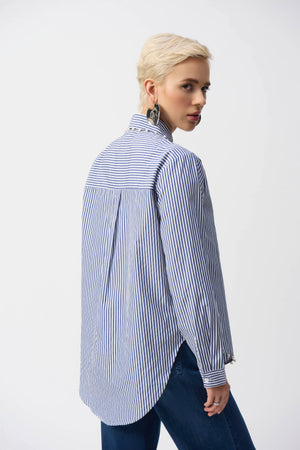Joseph Ribkoff Fall 2025-251942-2230-Blouse-Midnight Blue/White - The Coach Pyramids