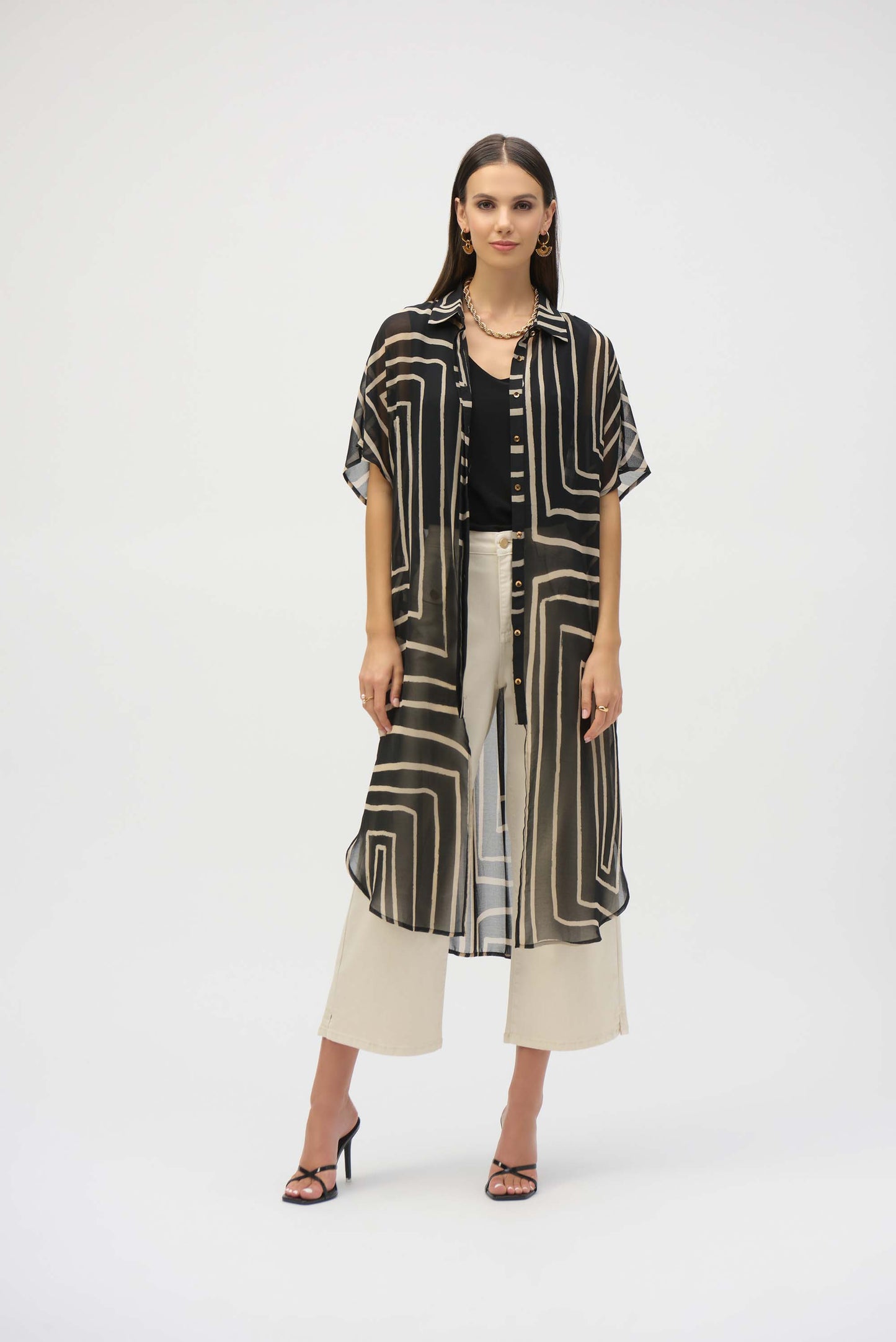 Joseph Ribkoff Summer 2025-252934-113-Blouse-Black/Beige - The Coach Pyramids