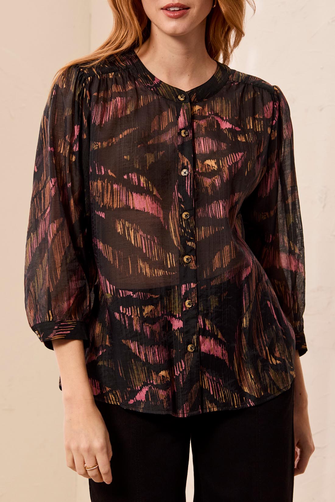 Tribal-Dolman Sleeve Wide Blouse-5539O-0002-Black - The Coach Pyramids