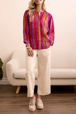 Tribal Fall 2025-5539O-4996-Dolman Sleeve Blouse W/Self Covering Buttons-Tango Red - The Coach Pyramids