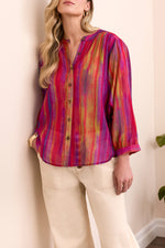 Tribal Fall 2025-5539O-4996-Dolman Sleeve Blouse W/Self Covering Buttons-Tango Red - The Coach Pyramids