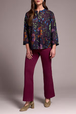 Tribal Fall 2025-5539O-4996-Flowy Dolman Sleeve Blouse W/Self Covering Buttons-Night Fall - The Coach Pyramids