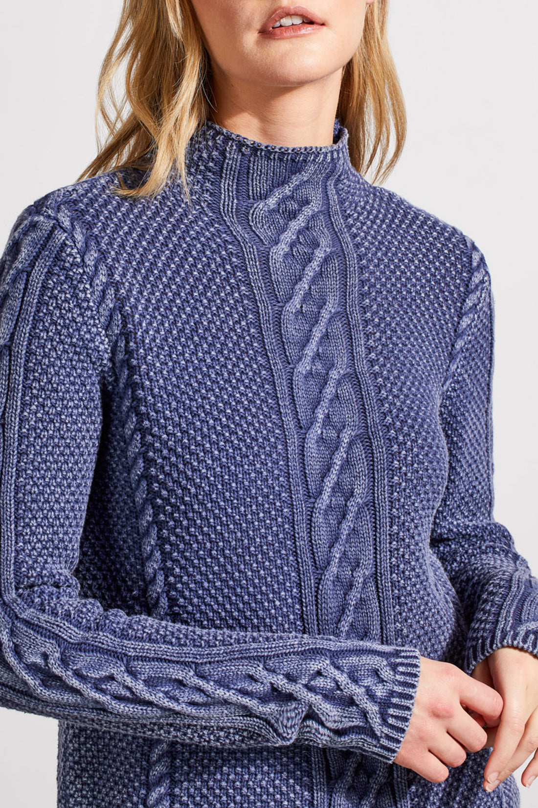 Tribal Fall 2024-5553O/3146-Funnel Neck Sweater-Blue Jay - The Coach Pyramids