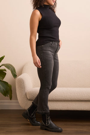 Tribal Fall 2025-5560O-2020-Sophia Curvy Micro Flare Jeans-Black Mist - The Coach Pyramids
