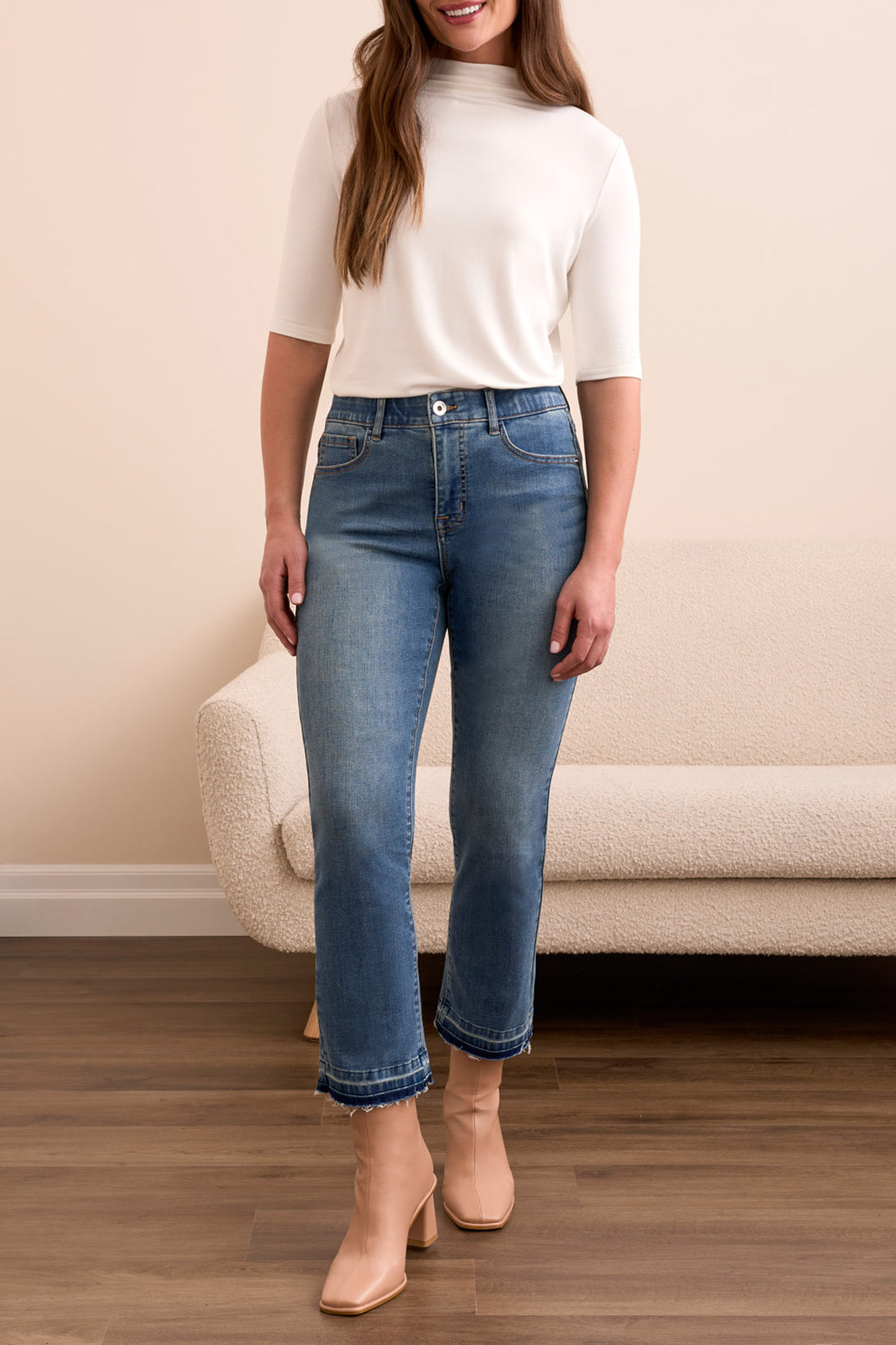 Tribal-Sophia Curvy Micro Flare Crop Denim-5560O-1611-Dusk - The Coach Pyramids