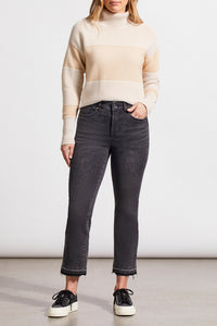 Tribal Fall 2024-5560O/3013-Curvy Hugging Micro Flare Crop-Stone Black - The Coach Pyramids