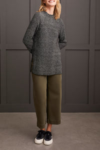 Tribal Fall 2024-5566O/0002-Mock Neck Tunic Sweater W/Side Slits-Black - The Coach Pyramids