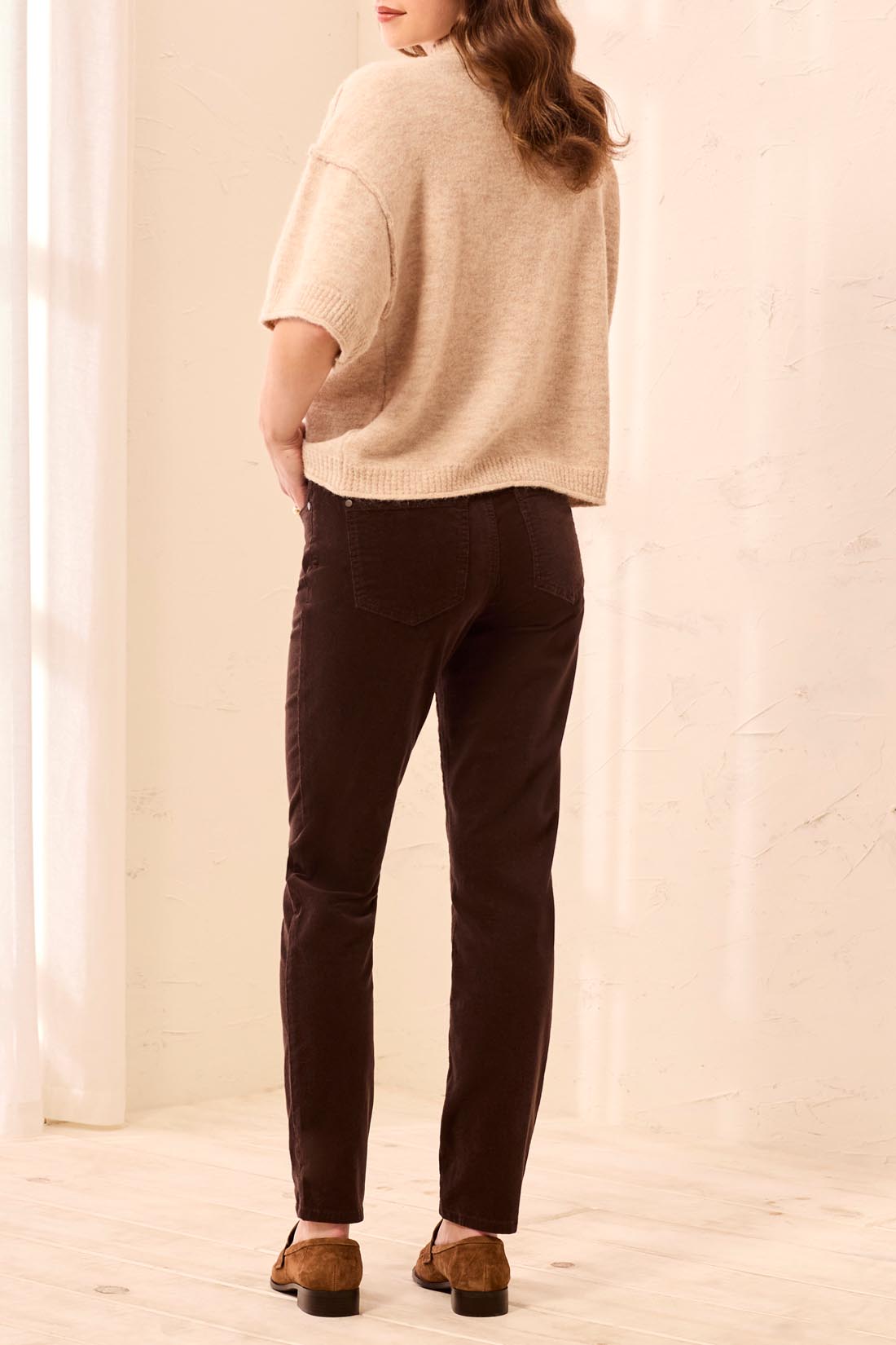 Tribal-Audrey Pull On Slim Ankle Pants W/Pockets-5580O-1297-Saddle Brown - The Coach Pyramids