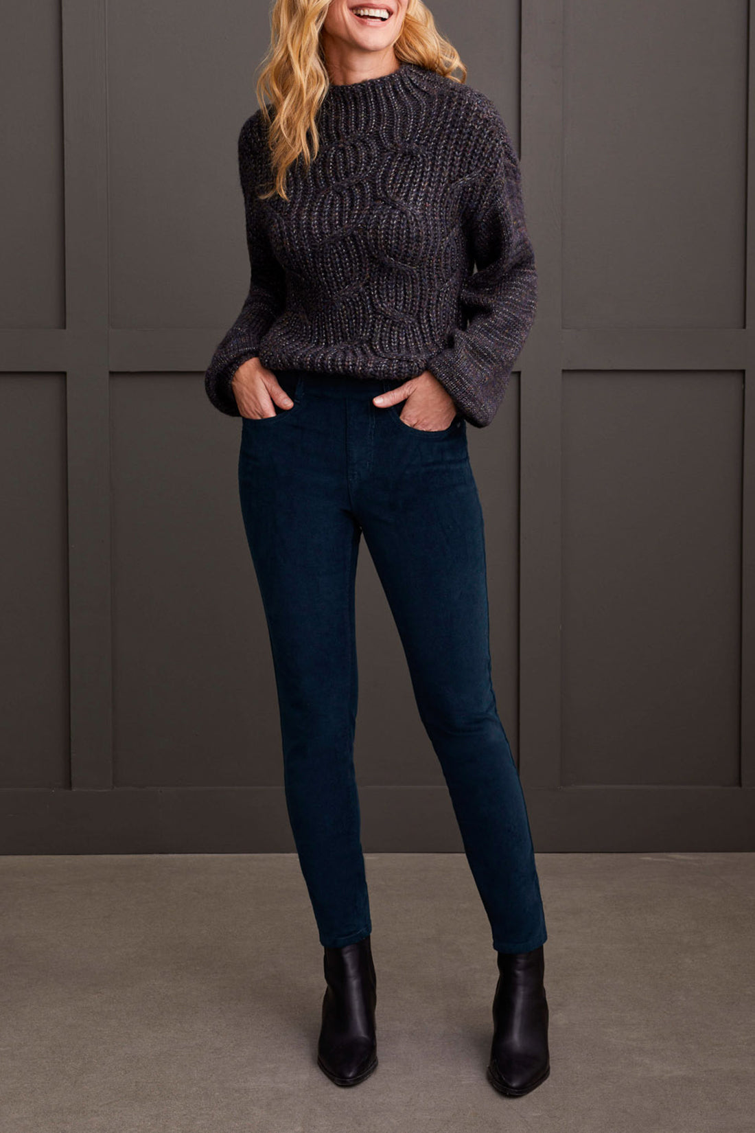 Tribal Fall 2024-5580O/2450-Pull On Slim Ankle Pants-Alpine Green - The Coach Pyramids