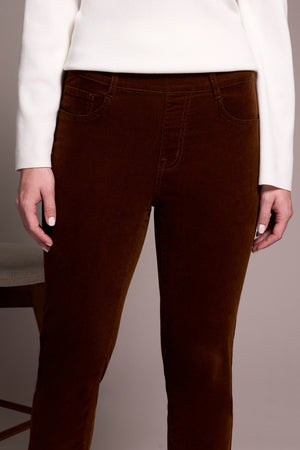 Tribal Fall 2025-5580O-4989-Micro Cord Audrey Pull On Slim Ankle Pants-DK Anise - The Coach Pyramids