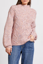 Tribal Fall 2024-5583O/2323-Funnel Neck Over Size Sweater-Deep Rose