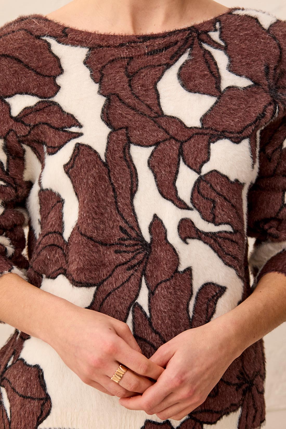 Tribal-Wear 2 Ways Front To Back Sweater-5585O-1297-Saddle Brown - The Coach Pyramids