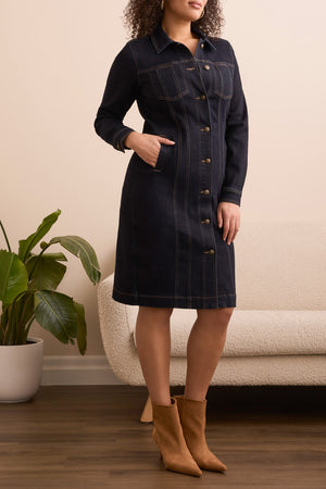 Tribal Fall 2025-5587O-4389-Super Stretch Denim Hour Glass Dress-Rinse - The Coach Pyramids