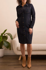 Tribal Fall 2025-5587O-4389-Super Stretch Denim Hour Glass Dress-Rinse - The Coach Pyramids